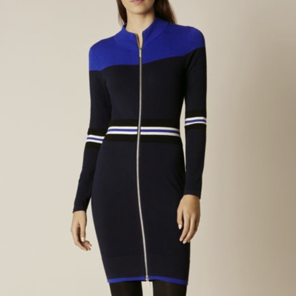Elegant Blue and Black Women's Dress